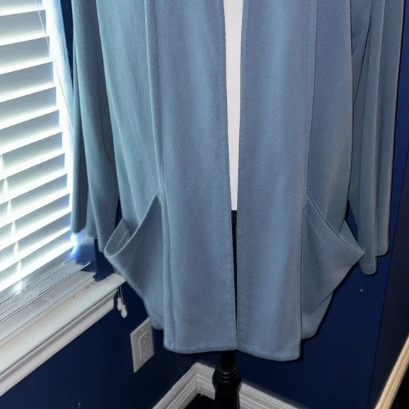 FINAL SALE Eileen Fisher Light Chambray Blue Waffle Blazer - Size XL - Picture 3 of 9